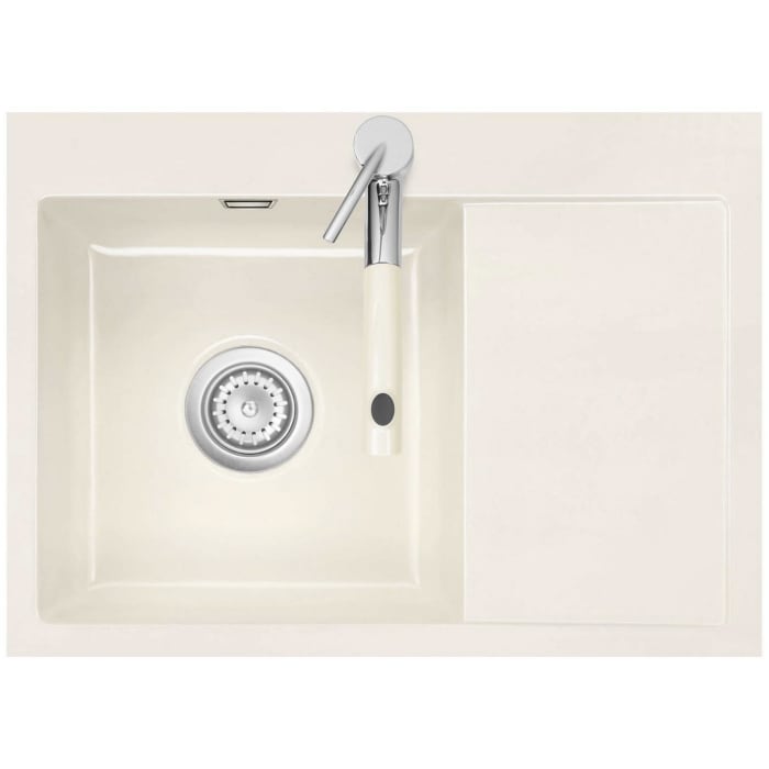 Systemceram Keradomo Mera 70 F Spüle links für flächenbündigen Einbau mit Handbetätigung, inkl. Armaturbohrung