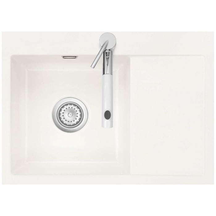 Systemceram Keradomo Mera 70 F Spüle links für flächenbündigen Einbau mit Handbetätigung, inkl. Armaturbohrung