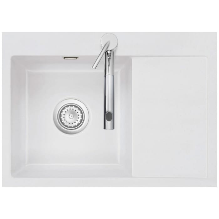 Systemceram Keradomo Mera 70 F Spüle links für flächenbündigen Einbau mit Handbetätigung, inkl. Armaturbohrung