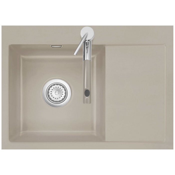 Systemceram Keradomo Mera 70 F Spüle links für flächenbündigen Einbau mit Handbetätigung, inkl. Armaturbohrung