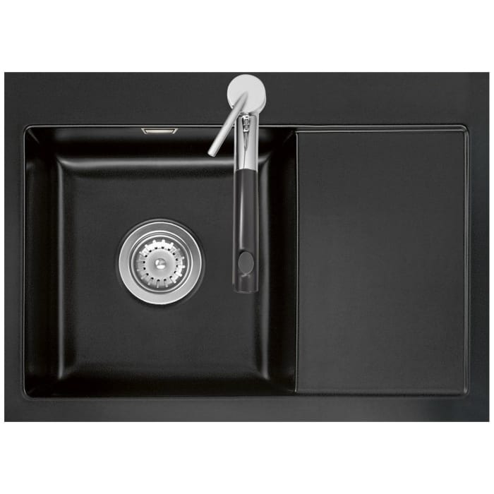 Systemceram Keradomo Mera 70 F Spüle links für flächenbündigen Einbau mit Handbetätigung, inkl. Armaturbohrung