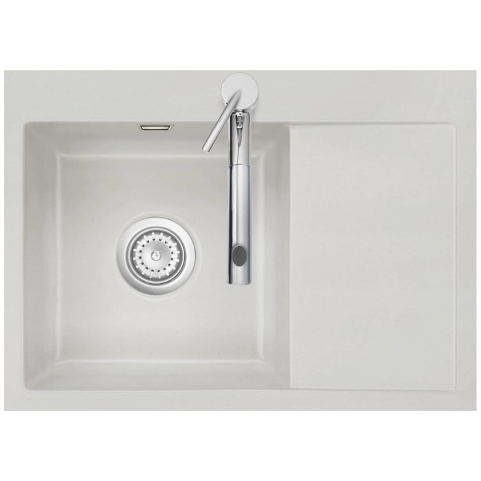 Systemceram Keradomo Mera 70 F Spüle links für flächenbündigen Einbau mit Handbetätigung, inkl. Armaturbohrung