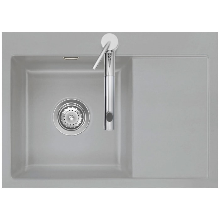 Systemceram Keradomo Mera 70 F Spüle links für flächenbündigen Einbau mit Handbetätigung, inkl. Armaturbohrung