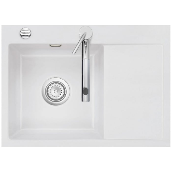 Systemceram Keradomo Mera 70 F Spüle links für flächenbündigen Einbau mit Excenterbetätigung, inkl. Armaturbohrung