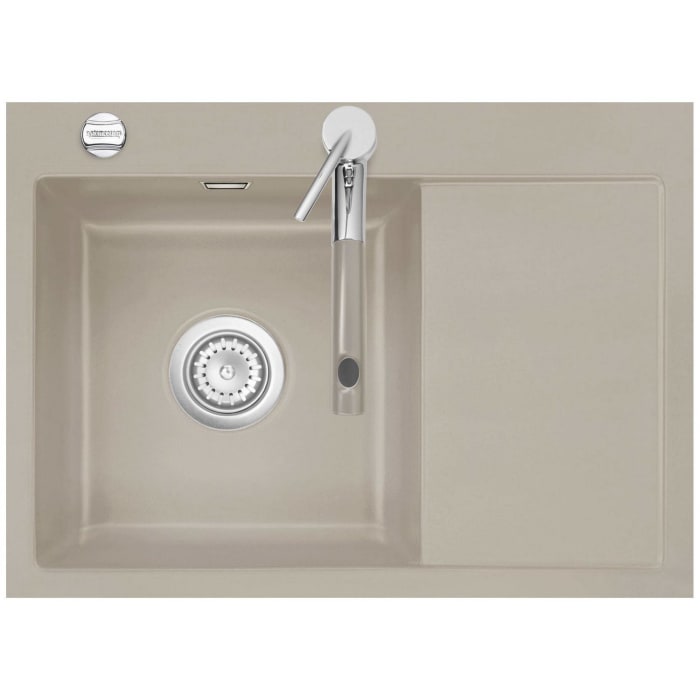 Systemceram Keradomo Mera 70 F Spüle links für flächenbündigen Einbau mit Excenterbetätigung, inkl. Armaturbohrung