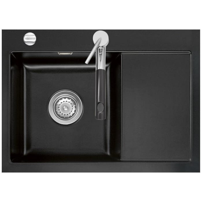 Systemceram Keradomo Mera 70 F Spüle links für flächenbündigen Einbau mit Excenterbetätigung, inkl. Armaturbohrung