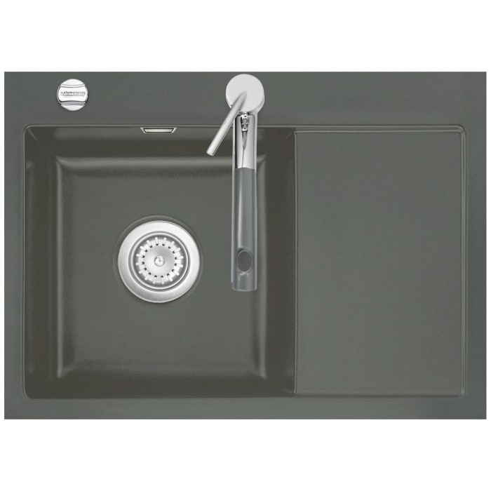 Systemceram Keradomo Mera 70 F Spüle links für flächenbündigen Einbau mit Excenterbetätigung, inkl. Armaturbohrung