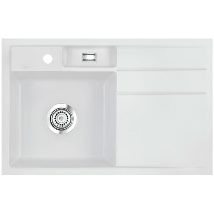 Systemceram Keradomo Bela 78 F Spüle links für flächenbündigen Einbau mit Handbetätigung, inkl. Armaturbohrung