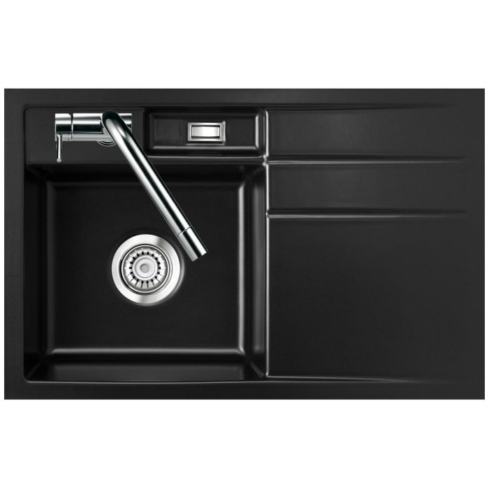 Systemceram Keradomo Bela 78 F Spüle links für flächenbündigen Einbau mit Handbetätigung, inkl. Armaturbohrung