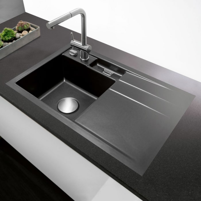 Systemceram Keradomo Bela 78 F Spüle links für flächenbündigen Einbau mit Excenterbetätigung, inkl. Armaturbohrung