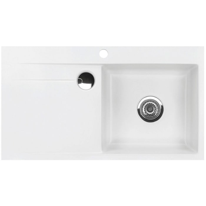 Systemceram Keradomo Stema 90 F Spüle rechts für flächenbündigen Einbau mit Handbetätigung, inkl. Armaturbohrung