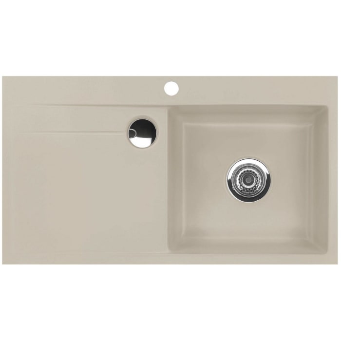 Systemceram Keradomo Stema 90 F Spüle rechts für flächenbündigen Einbau mit Handbetätigung, inkl. Armaturbohrung