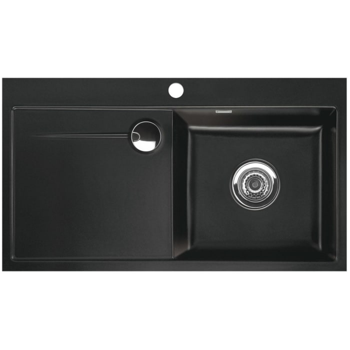 Systemceram Keradomo Stema 90 F Spüle rechts für flächenbündigen Einbau mit Handbetätigung, inkl. Armaturbohrung