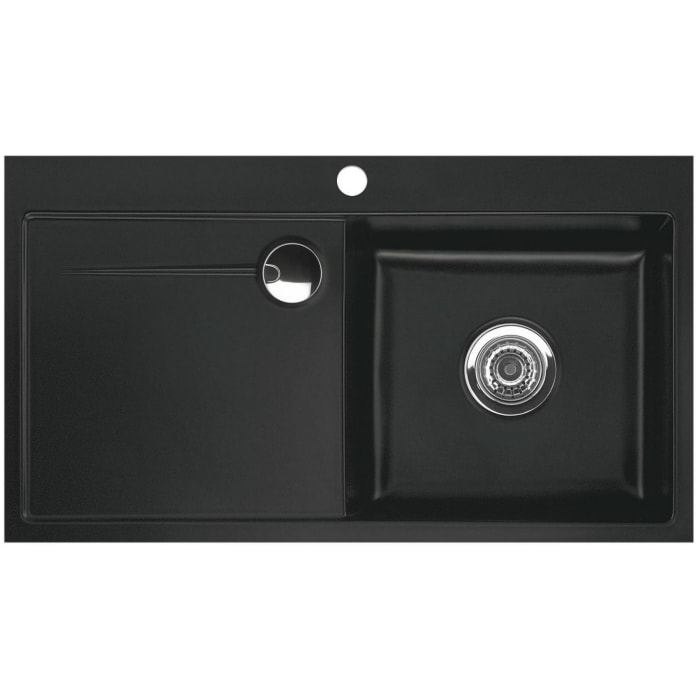 Systemceram Keradomo Stema 90 F Spüle rechts für flächenbündigen Einbau mit Handbetätigung, inkl. Armaturbohrung