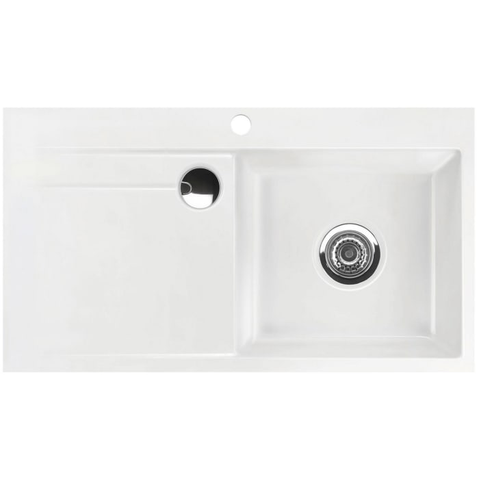 Systemceram Keradomo Stema 90 F Spüle rechts für flächenbündigen Einbau mit Excenterbetätigung, inkl. Armaturbohrung