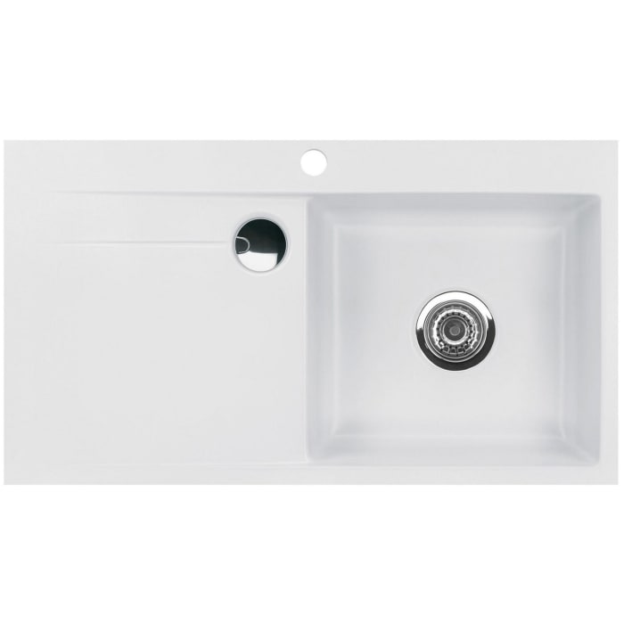 Systemceram Keradomo Stema 90 F Spüle rechts für flächenbündigen Einbau mit Excenterbetätigung, inkl. Armaturbohrung