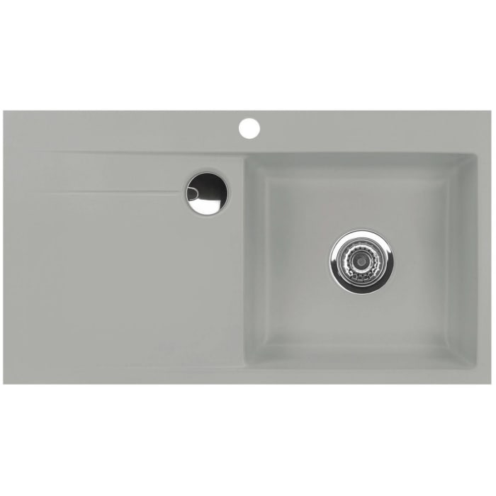 Systemceram Keradomo Stema 90 F Spüle rechts für flächenbündigen Einbau mit Excenterbetätigung, inkl. Armaturbohrung