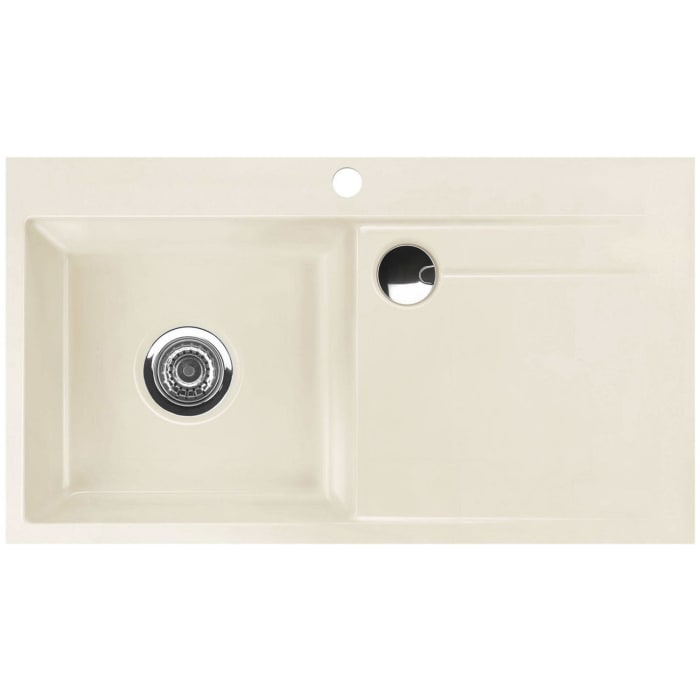 Systemceram Keradomo Stema 90 F Spüle links für flächenbündigen Einbau mit Handbetätigung, inkl. Armaturbohrung