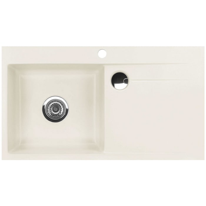 Systemceram Keradomo Stema 90 F Spüle links für flächenbündigen Einbau mit Handbetätigung, inkl. Armaturbohrung