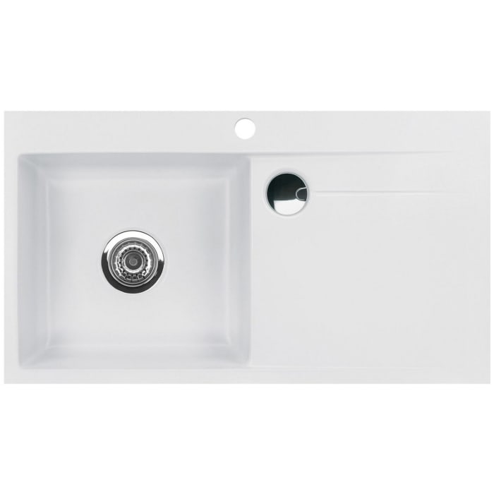 Systemceram Keradomo Stema 90 F Spüle links für flächenbündigen Einbau mit Excenterbetätigung, inkl. Armaturbohrung