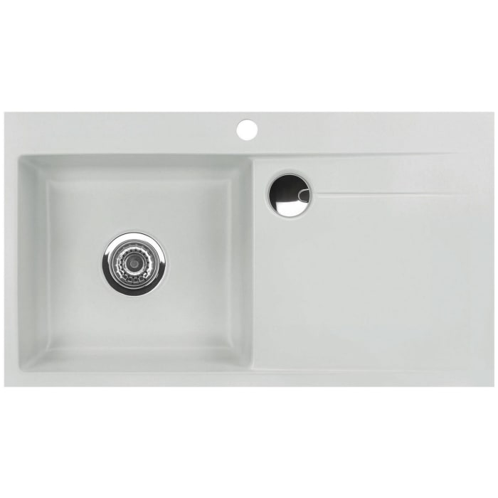 Systemceram Keradomo Stema 90 F Spüle links für flächenbündigen Einbau mit Excenterbetätigung, inkl. Armaturbohrung