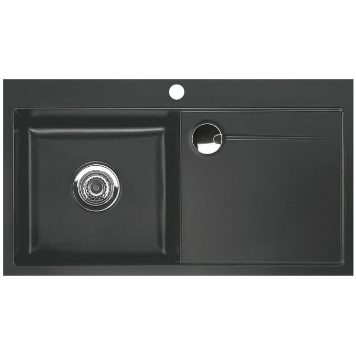 Systemceram Keradomo Stema 90 F Spüle links für flächenbündigen Einbau mit Excenterbetätigung, inkl. Armaturbohrung