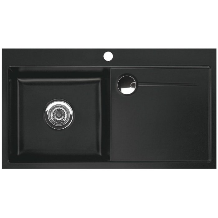 Systemceram Keradomo Stema 90 F Spüle links für flächenbündigen Einbau mit Excenterbetätigung, inkl. Armaturbohrung