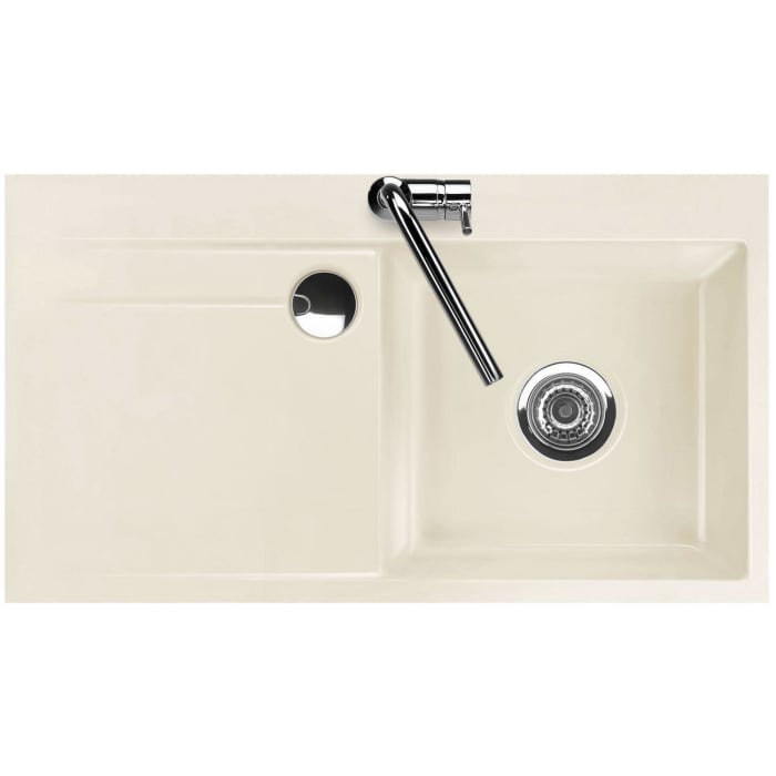 Systemceram Keradomo Stema 90 F Spüle rechts für flächenbündigen Einbau mit Handbetätigung, inkl. Armaturbohrung