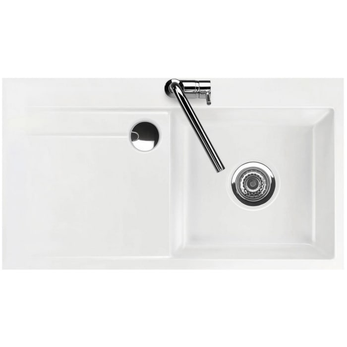 Systemceram Keradomo Stema 90 F Spüle rechts für flächenbündigen Einbau mit Handbetätigung, inkl. Armaturbohrung