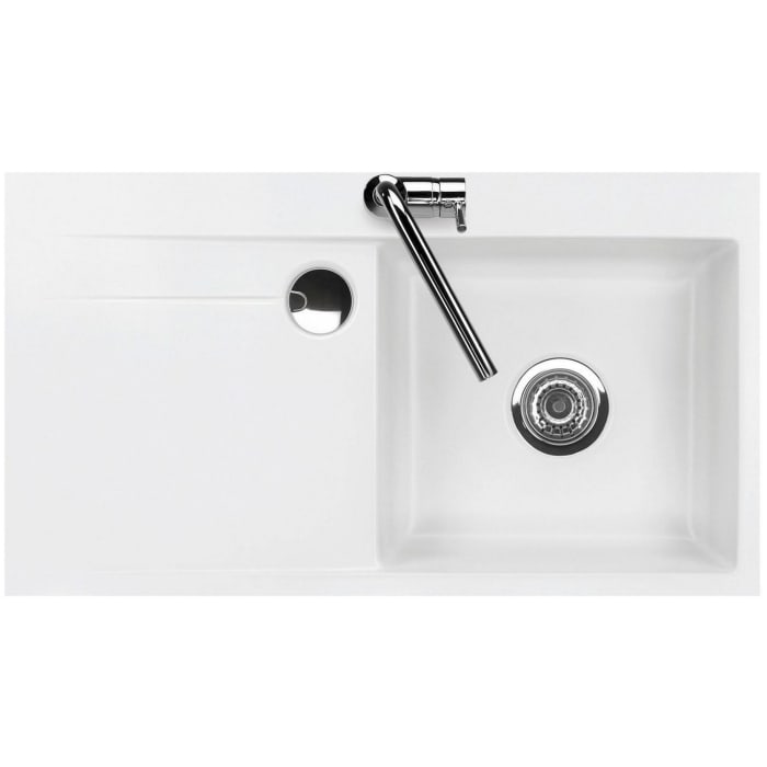 Systemceram Keradomo Stema 90 F Spüle rechts für flächenbündigen Einbau mit Handbetätigung, inkl. Armaturbohrung