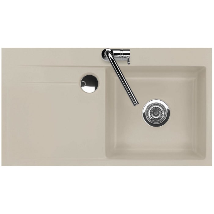 Systemceram Keradomo Stema 90 F Spüle rechts für flächenbündigen Einbau mit Handbetätigung, inkl. Armaturbohrung