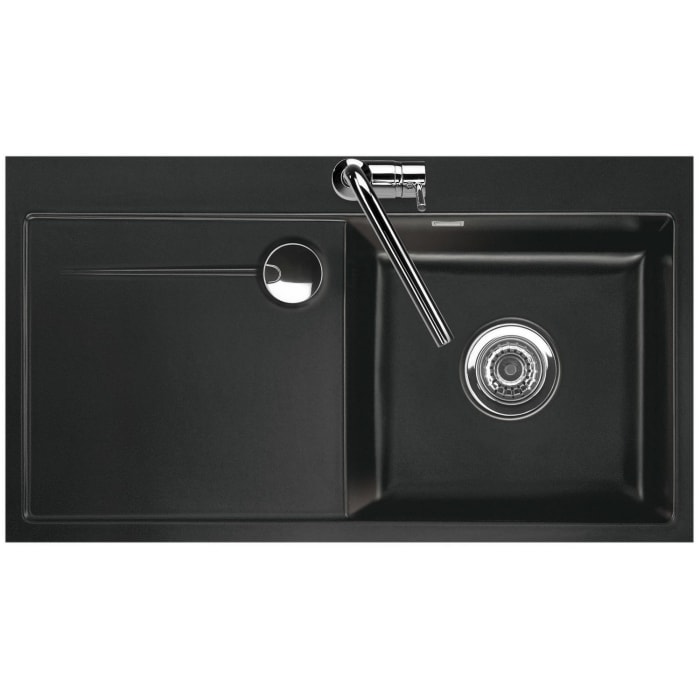 Systemceram Keradomo Stema 90 F Spüle rechts für flächenbündigen Einbau mit Handbetätigung, inkl. Armaturbohrung