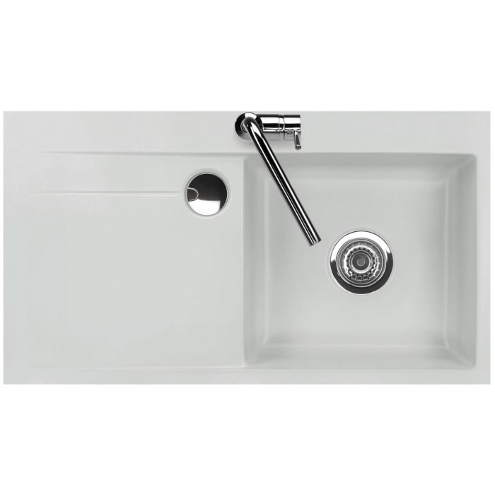 Systemceram Keradomo Stema 90 F Spüle rechts für flächenbündigen Einbau mit Handbetätigung, inkl. Armaturbohrung