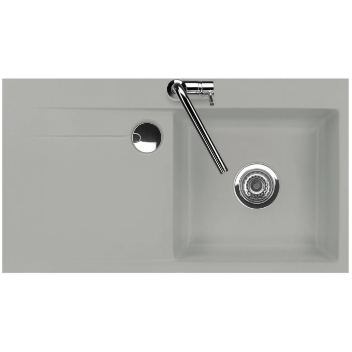 Systemceram Keradomo Stema 90 F Spüle rechts für flächenbündigen Einbau mit Handbetätigung, inkl. Armaturbohrung