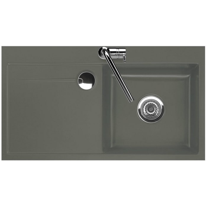 Systemceram Keradomo Stema 90 F Spüle rechts für flächenbündigen Einbau mit Handbetätigung, inkl. Armaturbohrung