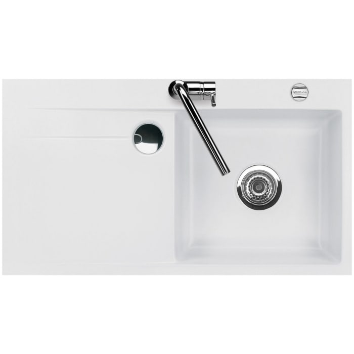 Systemceram Keradomo Stema 90 F Spüle rechts für flächenbündigen Einbau mit Excenterbetätigung, inkl. Armaturbohrung