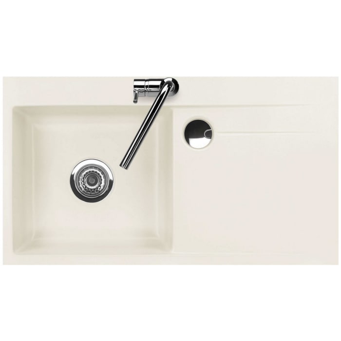 Systemceram Keradomo Stema 90 F Spüle links für flächenbündigen Einbau mit Handbetätigung, inkl. Armaturbohrung