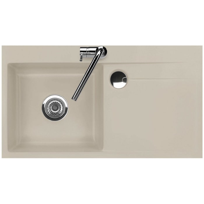 Systemceram Keradomo Stema 90 F Spüle links für flächenbündigen Einbau mit Handbetätigung, inkl. Armaturbohrung