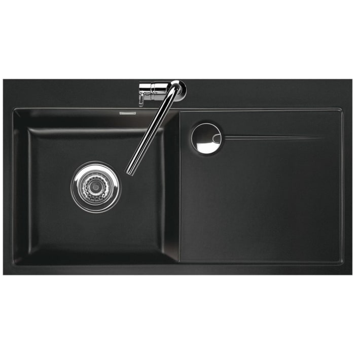 Systemceram Keradomo Stema 90 F Spüle links für flächenbündigen Einbau mit Handbetätigung, inkl. Armaturbohrung