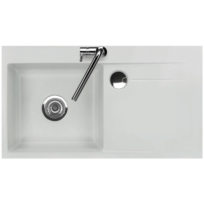 Systemceram Keradomo Stema 90 F Spüle links für flächenbündigen Einbau mit Handbetätigung, inkl. Armaturbohrung