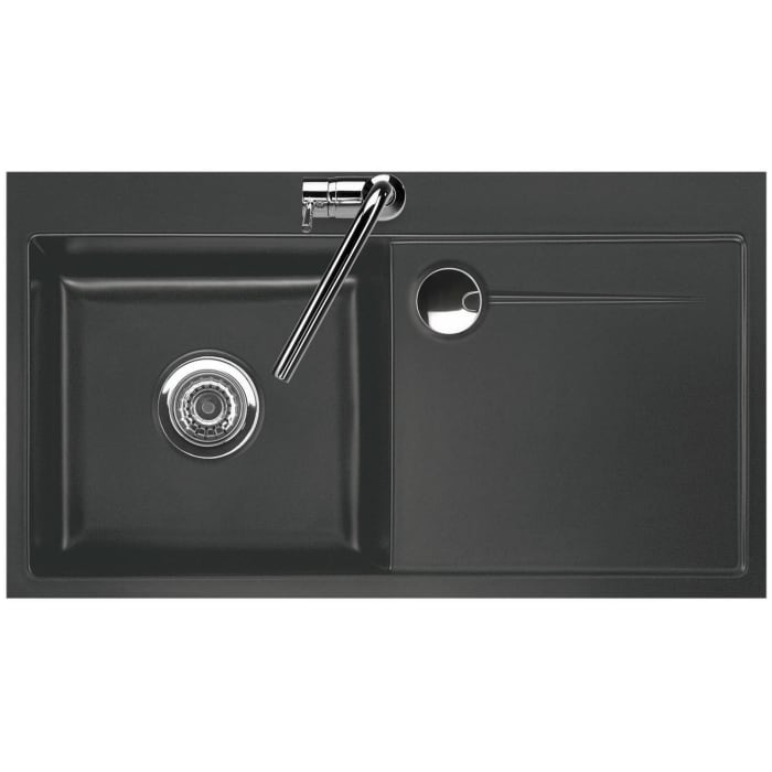 Systemceram Keradomo Stema 90 F Spüle links für flächenbündigen Einbau mit Handbetätigung, inkl. Armaturbohrung