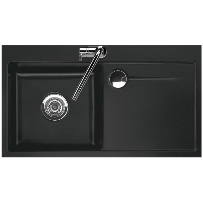 Systemceram Keradomo Stema 90 F Spüle links für flächenbündigen Einbau mit Handbetätigung, inkl. Armaturbohrung