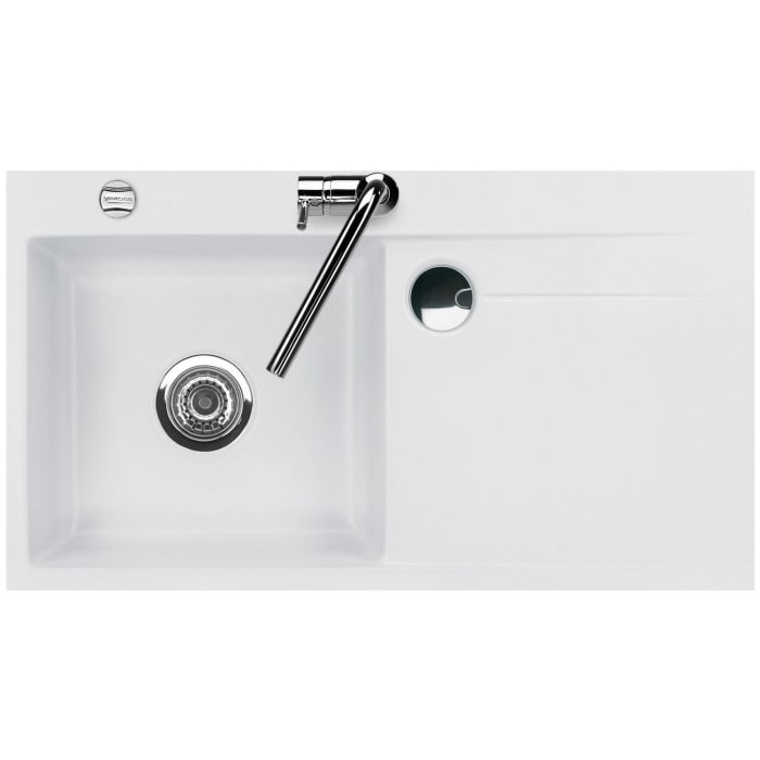 Systemceram Keradomo Stema 90 F Spüle links für flächenbündigen Einbau mit Excenterbetätigung, inkl. Armaturbohrung