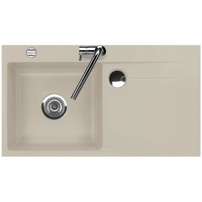 Systemceram Keradomo Stema 90 F Spüle links für flächenbündigen Einbau mit Excenterbetätigung, inkl. Armaturbohrung