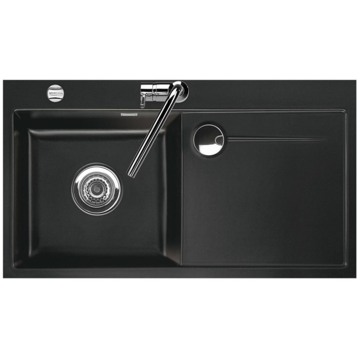 Systemceram Keradomo Stema 90 F Spüle links für flächenbündigen Einbau mit Excenterbetätigung, inkl. Armaturbohrung