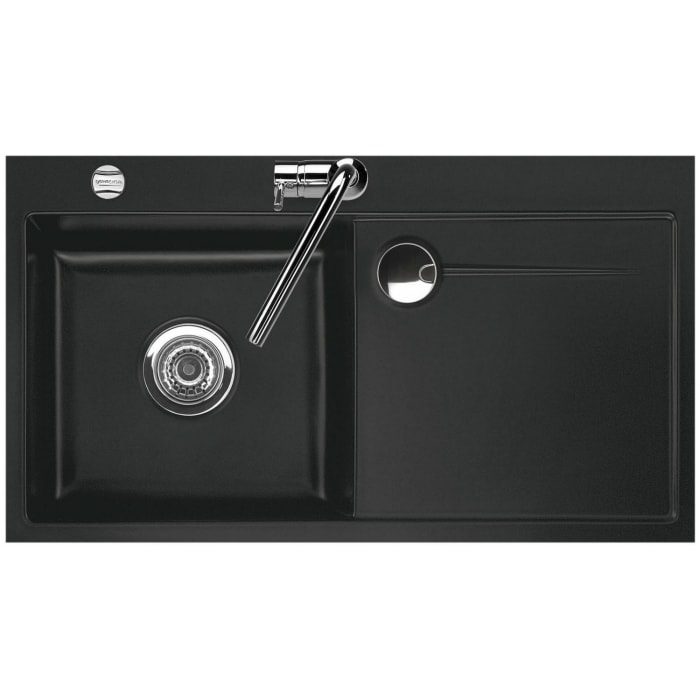 Systemceram Keradomo Stema 90 F Spüle links für flächenbündigen Einbau mit Excenterbetätigung, inkl. Armaturbohrung