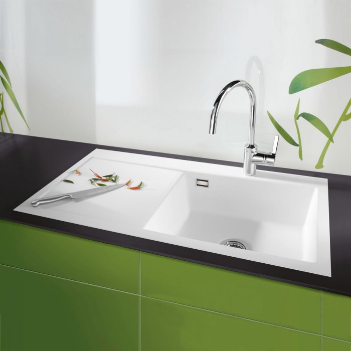 Systemceram Keradomo Mera 100 SL/ F Spüle rechts für flächenbündigen Einbau mit Handbetätigung, inkl. Armaturbohrung