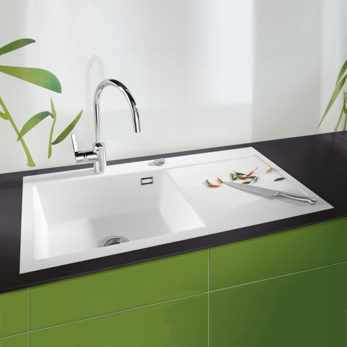 Systemceram Keradomo Mera 100 SL/ F Spüle links für flächenbündigen Einbau mit Excenterbetätigung, inkl. Armaturbohrung