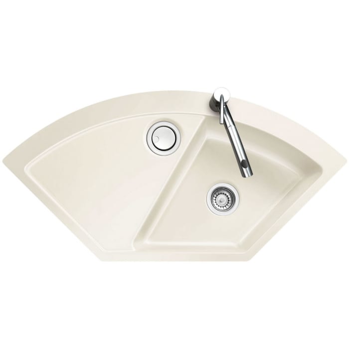 Systemceram Keradomo Mera Eck F Spüle für flächenbündigen Einbau mit Handbetätigung, inkl. Armaturbohrung