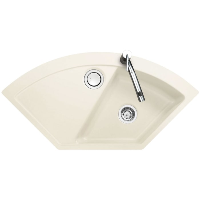 Systemceram Keradomo Mera Eck F Spüle für flächenbündigen Einbau mit Handbetätigung, inkl. Armaturbohrung